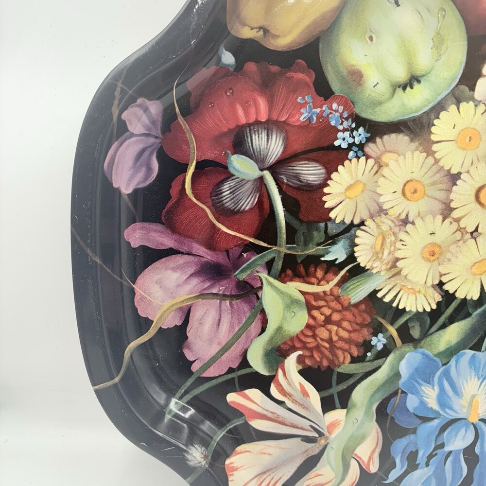 Vintage Worcester‎ Ware Decorative Metal Serving Tray Floral Fruit Design MCM - Picture 3 of 7